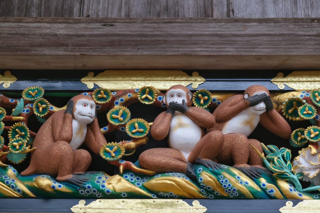 Les 3 singes de la sagesse dans le Toshogu des Tokugawa