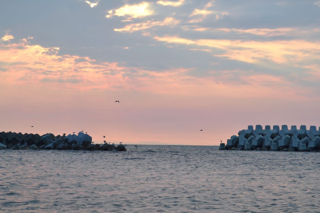 Coucher de soleil en bord de mer