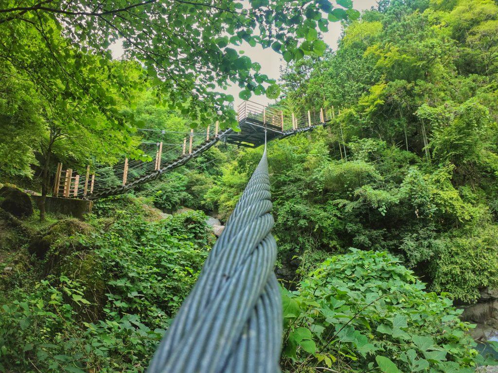 Structure suspendue dans le parc d'Oyanagawa Keiryu