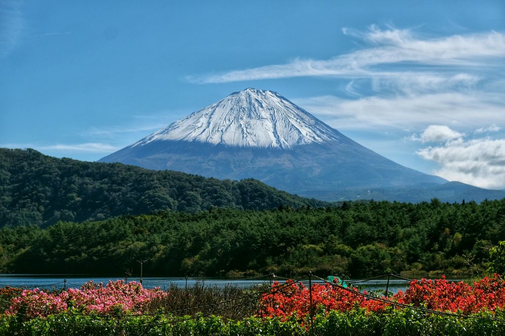Vue sur le Fuji depuis le lac Sai