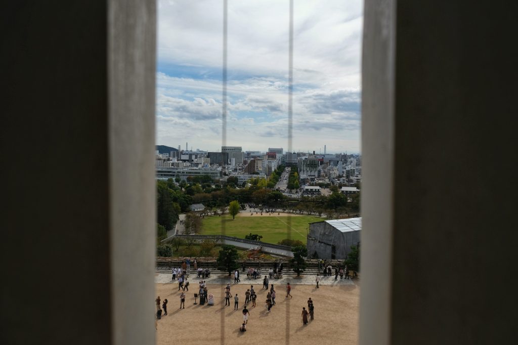 Vue du parc du château et de la ville de Himeji