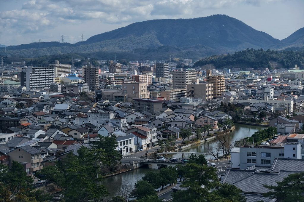 Vue de la ville de Matsue depuis son château