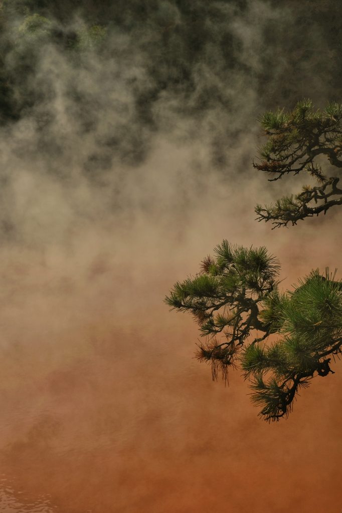 L'eau rouge et fumante du Chi-no-ike de Beppu