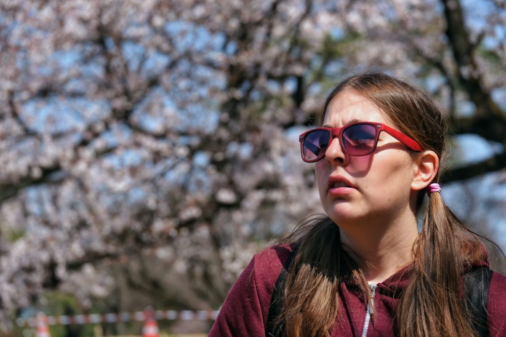 Claire pendant Hanami au Shinjuku Gyoen