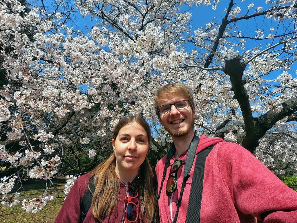 Selfie sakura au parc de Shinjuku