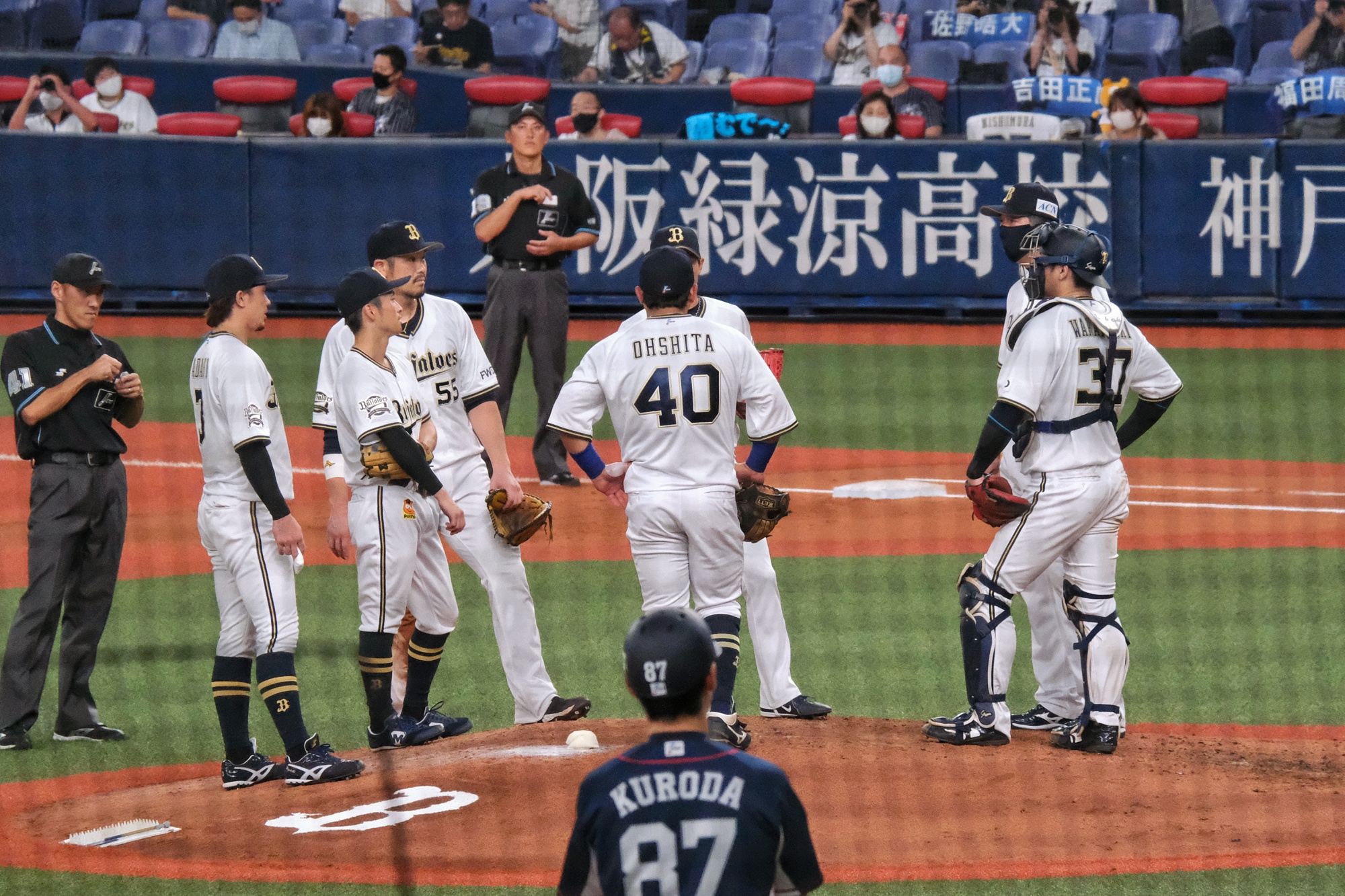 Discussion stratégique sur le monticule de lancer pour les Buffaloes d'Osaka