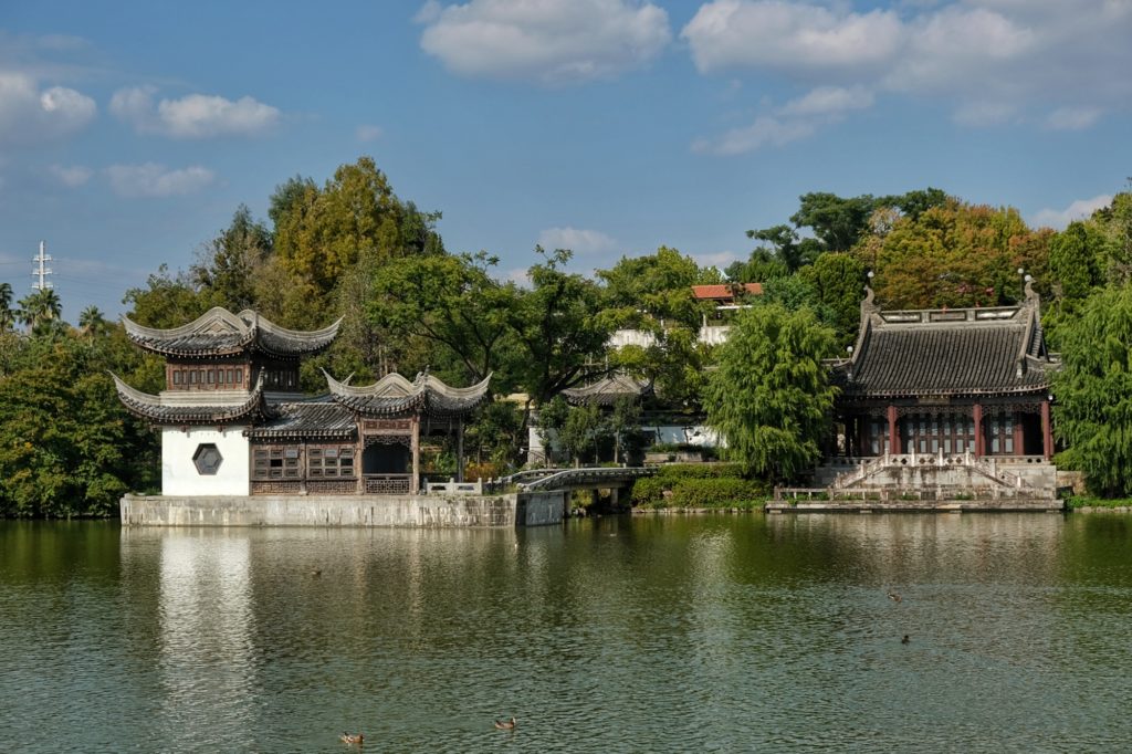 Le pavillon chinois de l'exposition horticole de 1990 d'Osaka